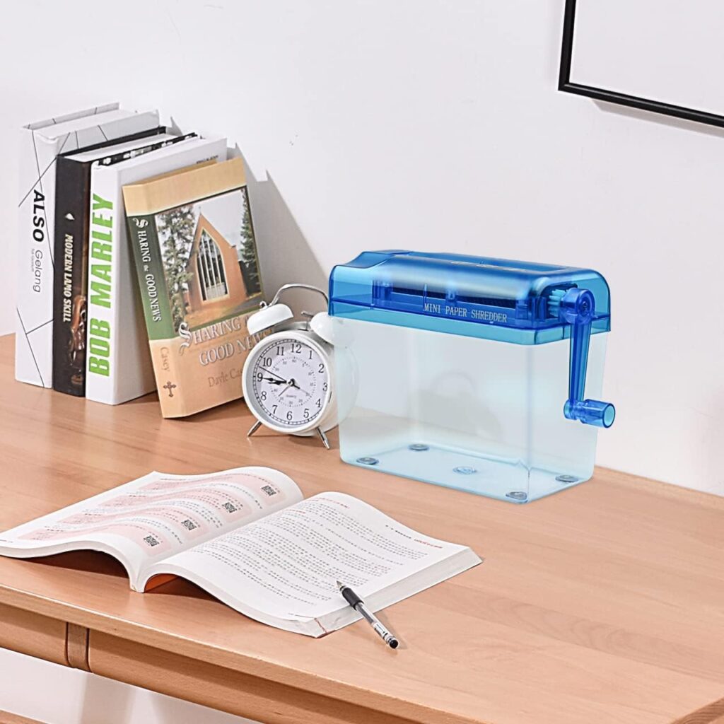 JIKIOU Mini Hand Shredder Portable Paper Shredder Manual Shredder Documents Paper Cutting Tool Home Office Desktop Stationery Christmas Birthday Gift Blue JIKIOU Mini Hand Shredder Portable Paper Shredder Manual Shredder Documents Paper Cutting Tool Home Office Desktop Stationery Christmas Birthday Gift Blue
